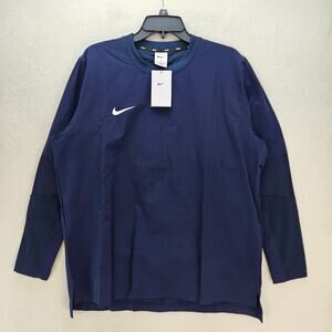 NIKE MEN'S MEDIUM DRI FIT LIGHTWEIGHT BASEBALL PLAYER PULLOVER NAVY BLUE
